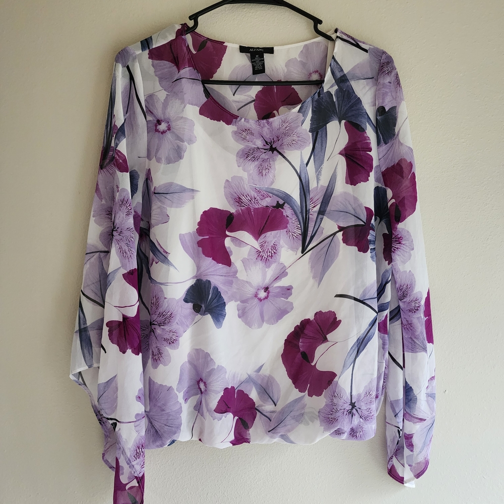 Alfani Purple and Pink Floral Blouse